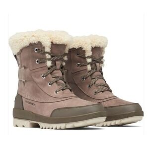 Sorel Tivoli Women's Waterproof Winter Snow Boots Sheepskin Fur Taupe Size 6 NEW